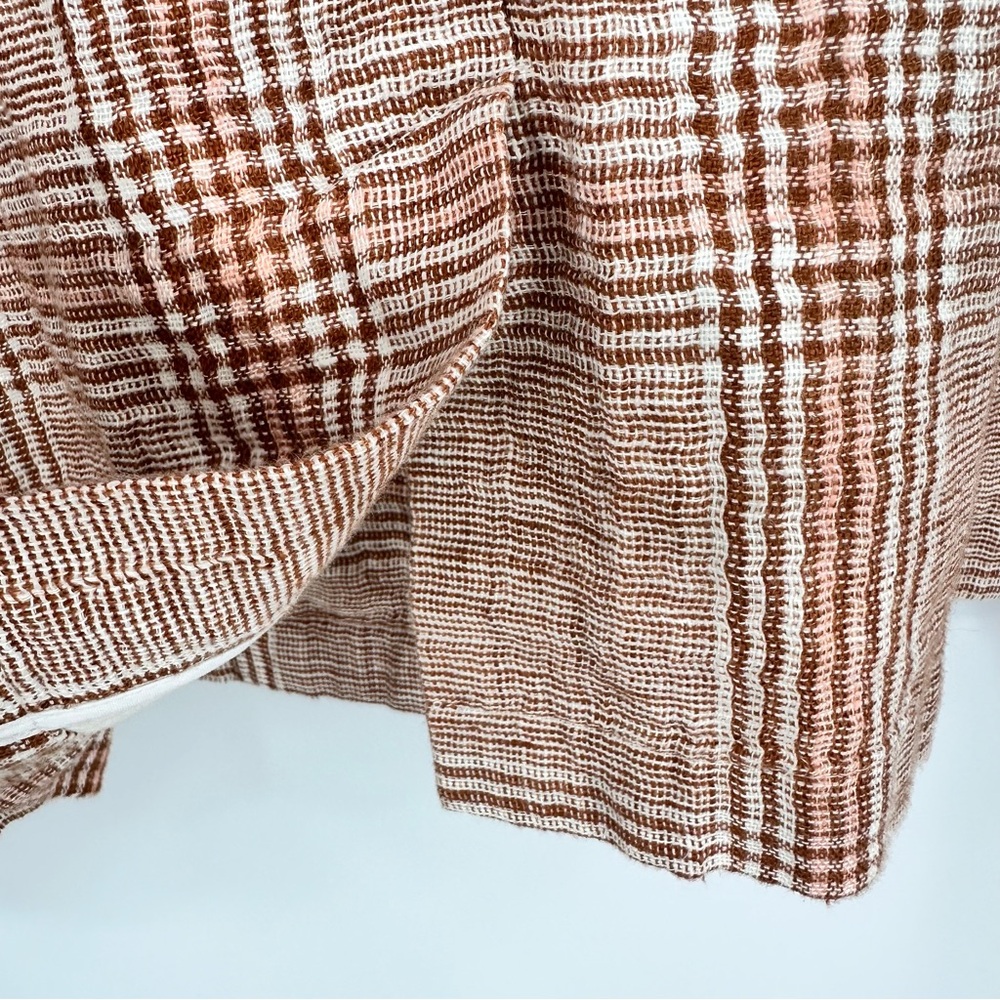 J. Jill NWT Harper Linen Blend Plaid Relaxed Fit Blazer Brown Size XL Petite - Picture 5 of 9